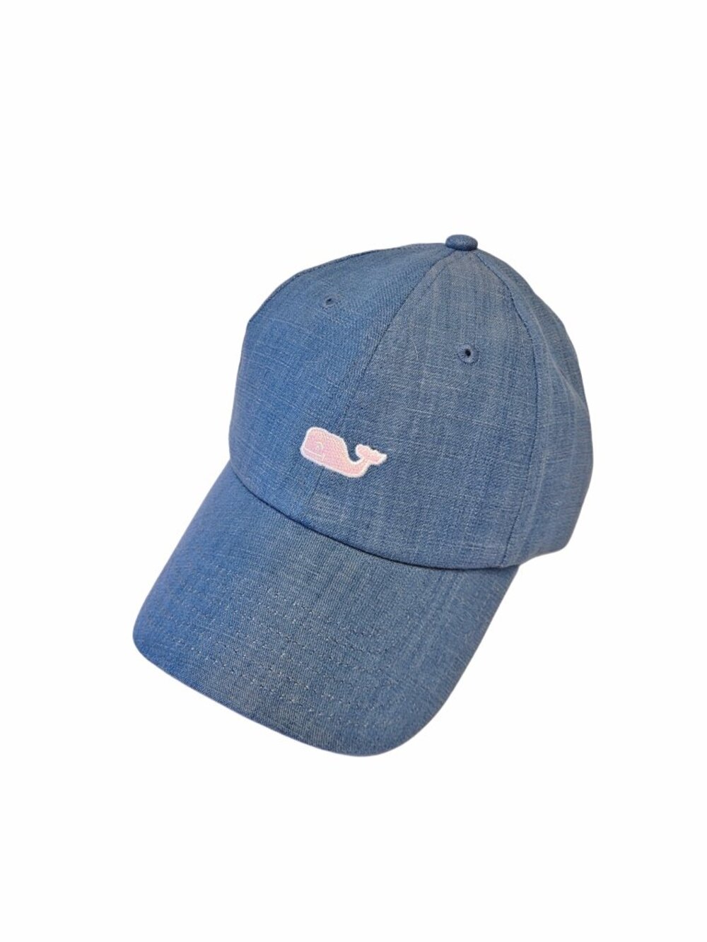 Vineyard Vines Pink Whale Chambray Baseball Cap